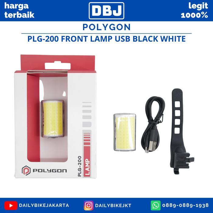 Lampu Sepeda Polygon Plg-200 Front Lamp Usb Black White