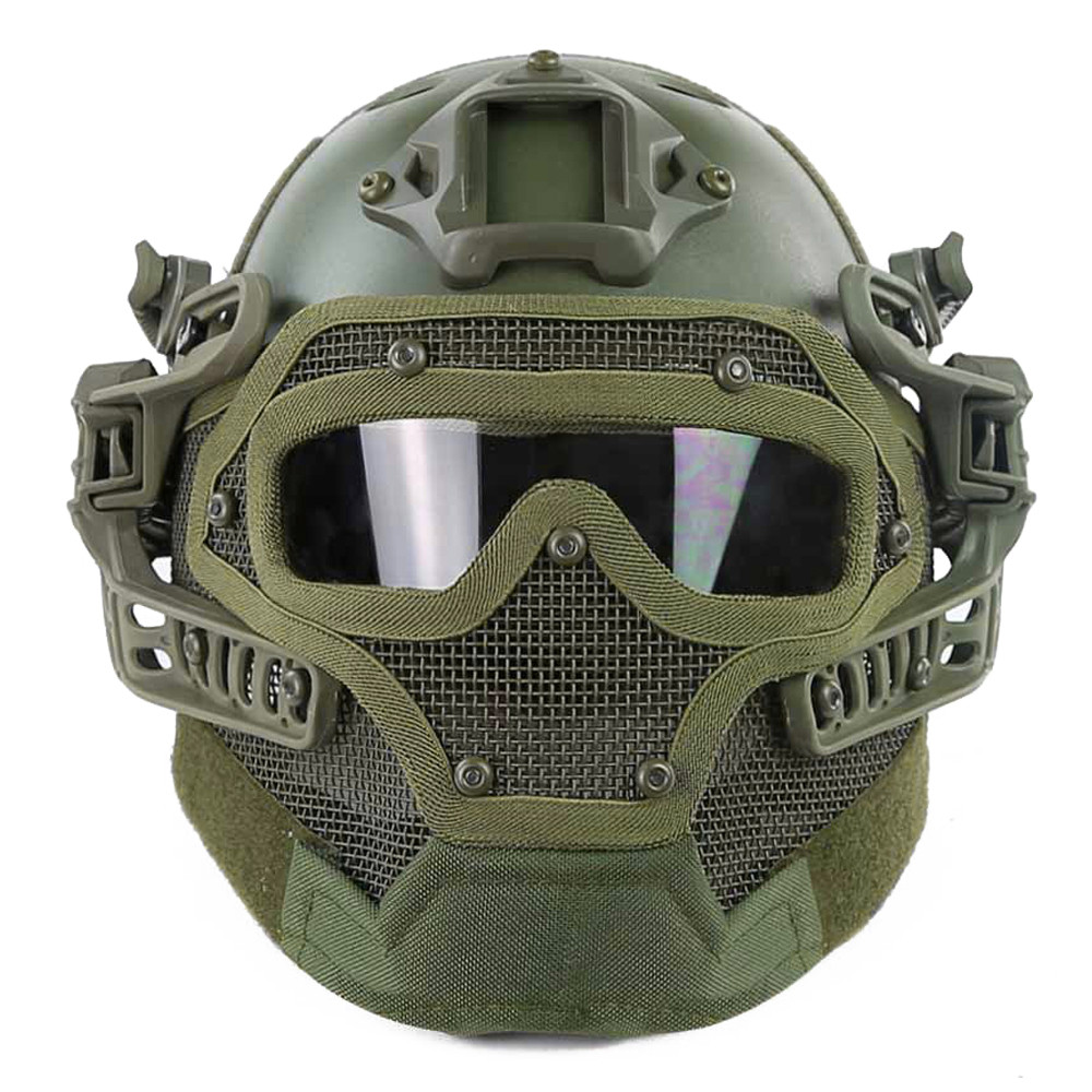 Tactical Protective Helmet, Steel Mesh Face Mask Full Protection Training Helmet, Cs Militar Airsoft