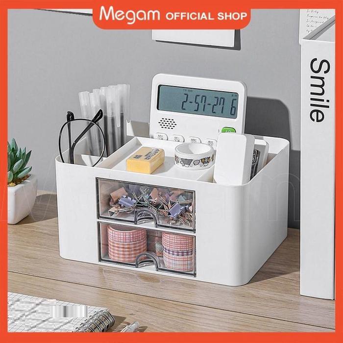 Megam Rak Laci Mini Meja Desktop Drawer Storage Rak Laci Alat Tulis Kerja Pensil Kotak Penyimpanan