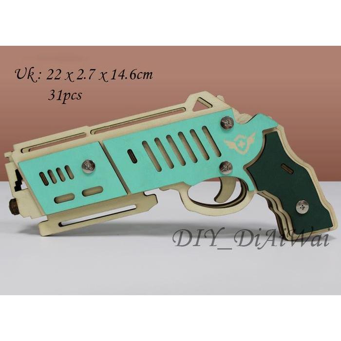 Puzzle 3D DIY bahan kayu model FALCON RUBBER BAND GUN mainan puzzle
