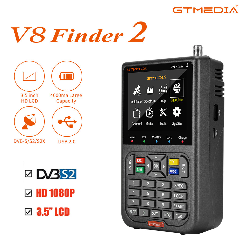 GTMEDIA V8 Finder2 Satellite Finder Digital FTA DVB-S/ S2/ S2X Signal Detector Receiver LCD Screen