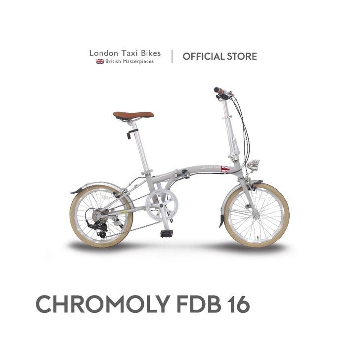 LONDON TAXI CHROMOLY FOLDING BIKE 16 - IVORY / SEPEDA LIPAT 16 INCH