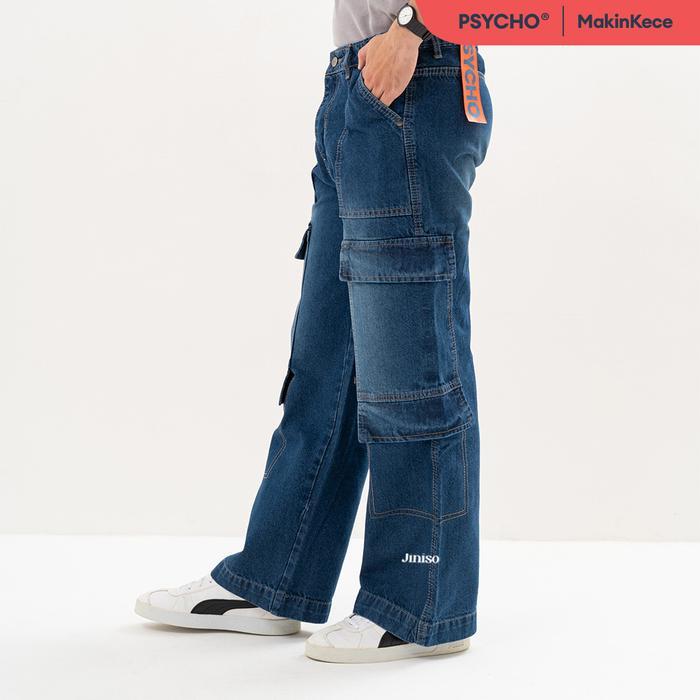 Jiniso Psycho - 554 Highwaist Cargo Loose Jeans Pria