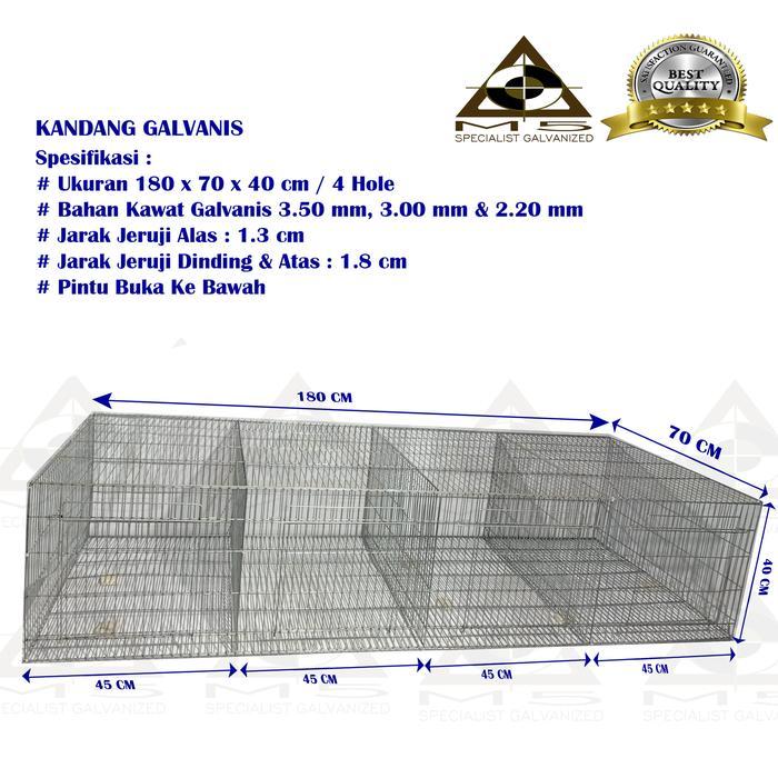 Kandang Kelinci Galvanis - Indukan / Breeding 180.70.40/4 Hole
