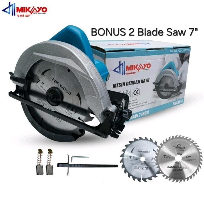 Mikayo Mesin Gergaji Listrik Serkel Kayu Mesin Belah Potong Kayu Free 2 Mata Potong Original Mikayo