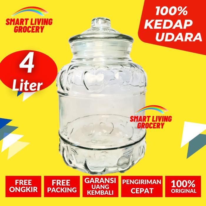 TOPLES KACA KEDAP UDARA 4 LITER TOPLES BOTOL JAR KACA BENING BESAR KEDAP UDARA SET KUE KERING