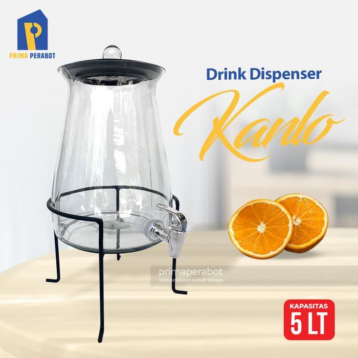 Glass Beverage Dispenser 5 Liter Kanlo DLX Kaca Juice Dispenser dengan Rak