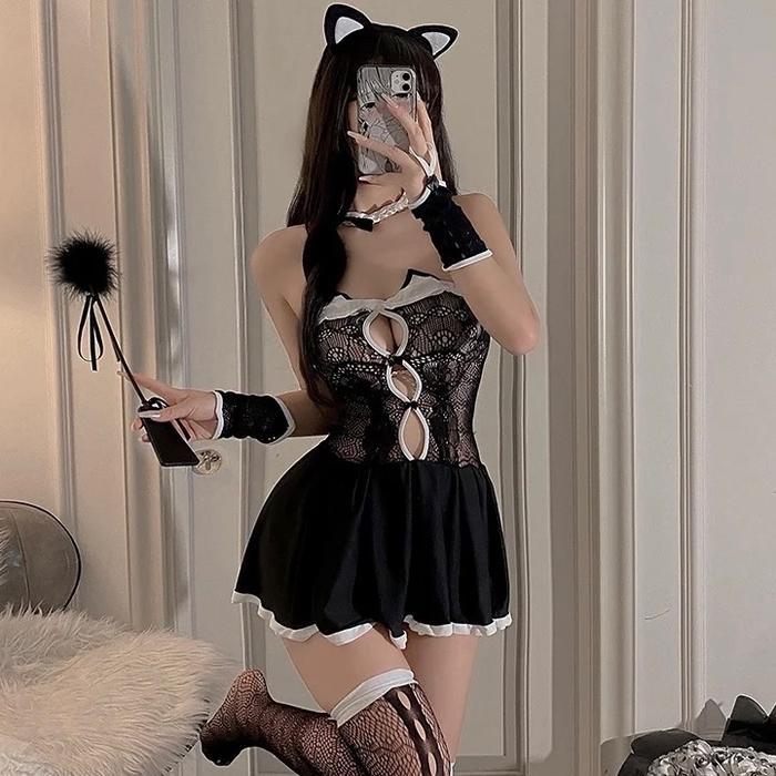 KIMI - Lingerie Set Cosplay Kucing - Dress Kostum Kucing - Cat Cosplay Dress - Lingerie Dress