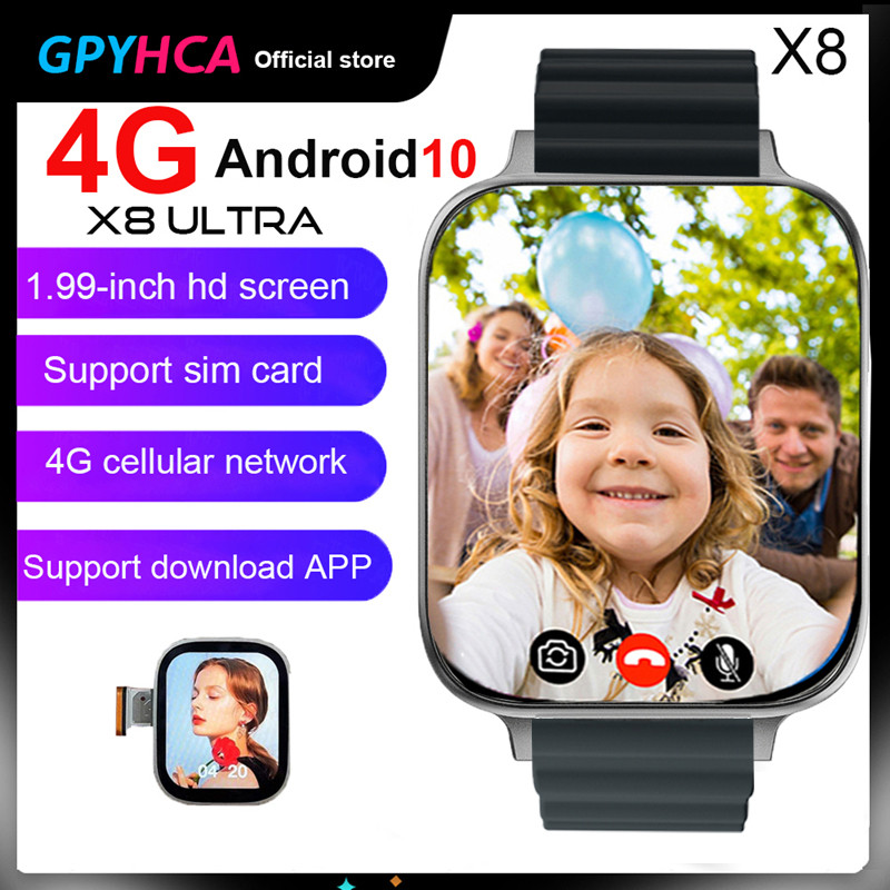 2023 New X8 Ultra 4G smart watch Android 10 System with camera WiFi GPS SIM card Compass google play