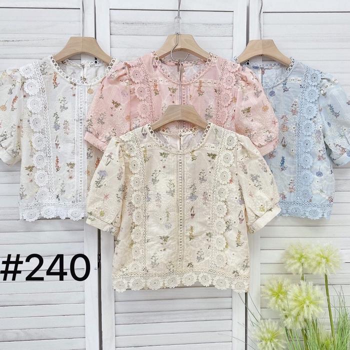 Blouse Katun Bordir Motif Bunga