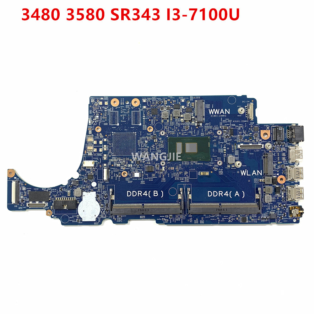 16852-1 For DELL Latitude 3480 3580 Laptop Motherboard Com SR343 I3-7100U CPU CN-004JRR 004JRR 04JRR