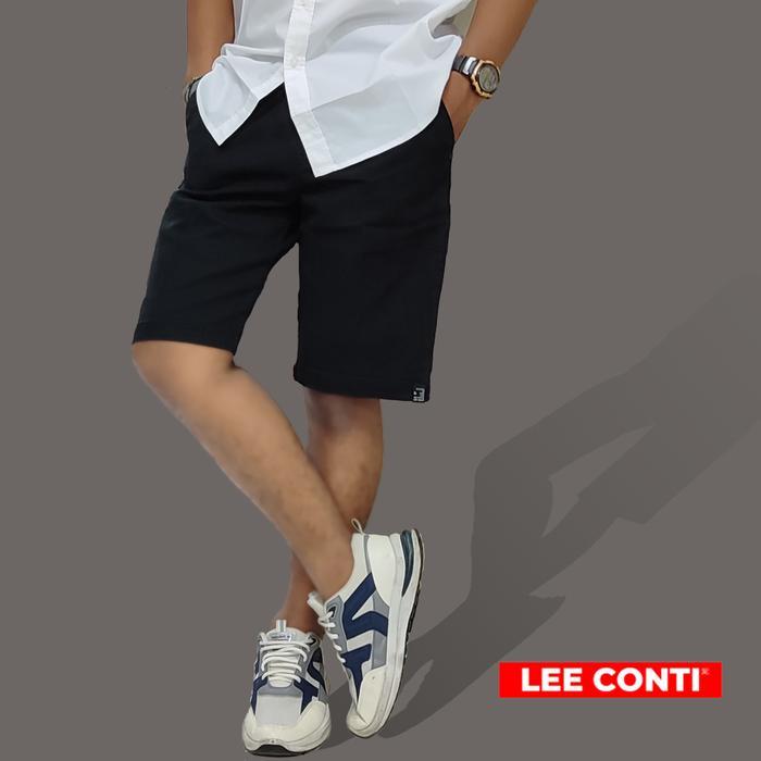 Lee Conti Celana Pendek Pria Karet Reeb Silky Katun Polos Canyon