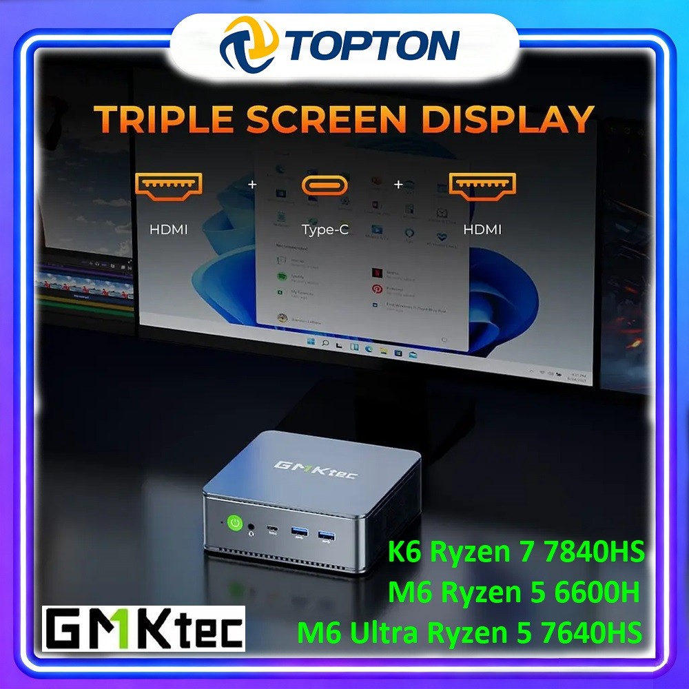 GMKtec Mini PC K6 M6 Ultra AMD Ryzen 7 7840HS 5 7640HS 6600H USB4 2*DDR5 2*2.5G Windows 11 NUC