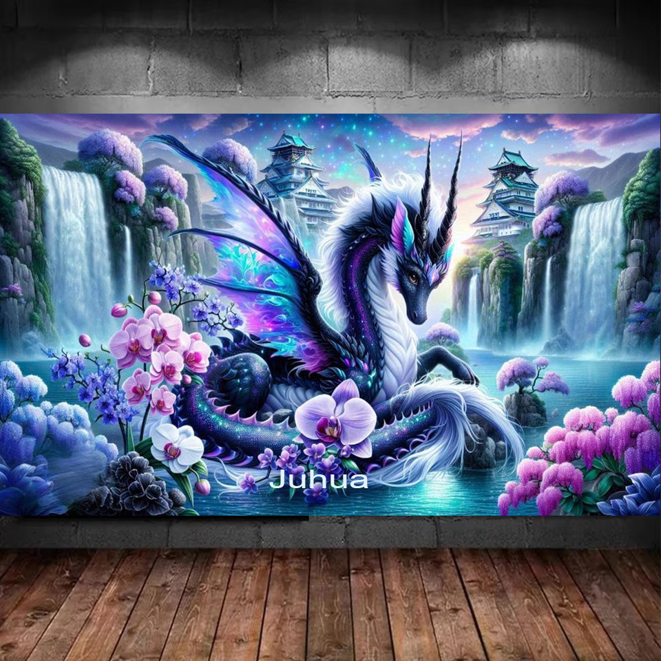 Vibrant Dragon Orchid Flower landscape DIY Diamond painting Jewelry cross stitch Kits diamond art