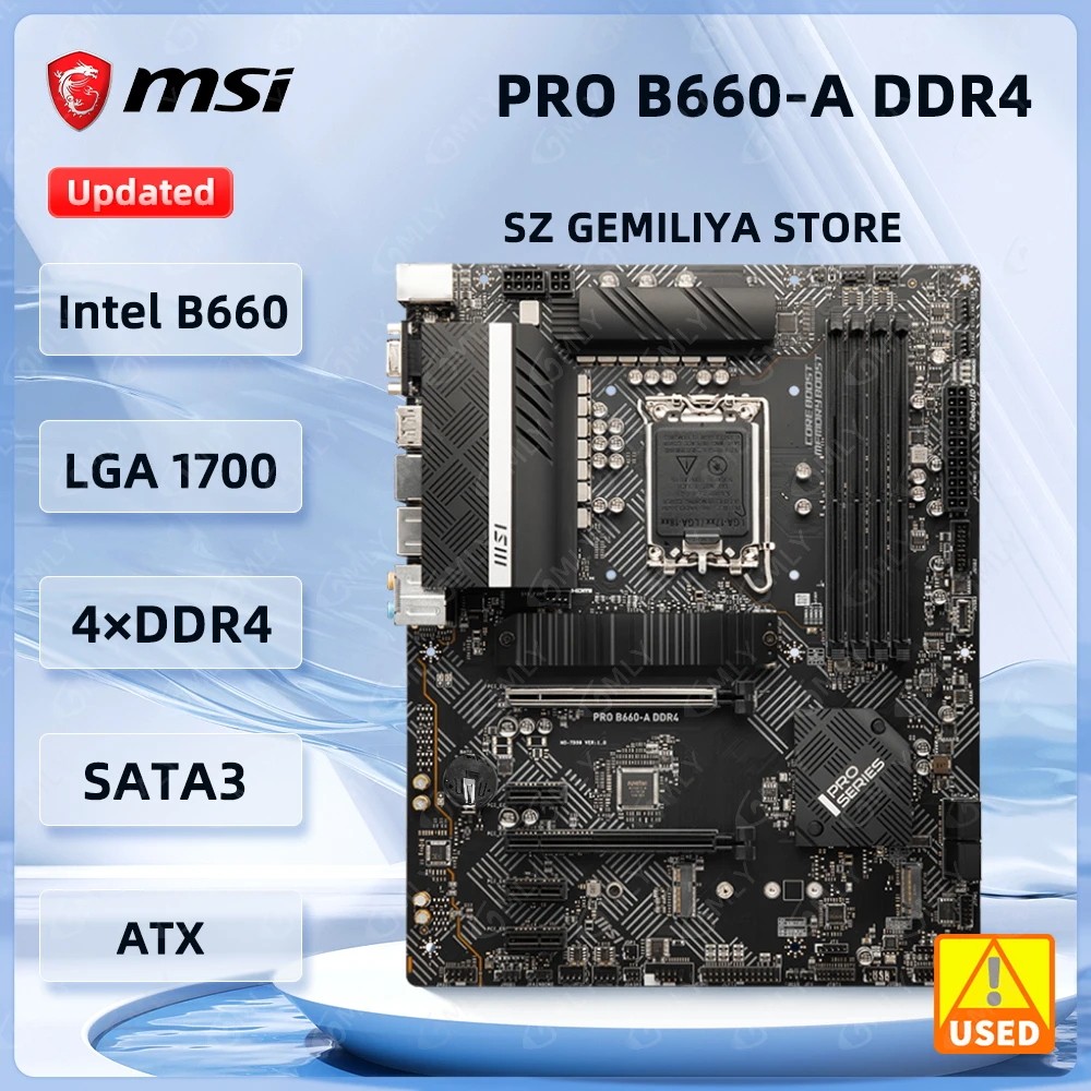 MSI PRO B660-A DDR4 Motherboard LGA1700 Intel B660 DDR4 128GB support i5-12400 I9-14900 I7-14700