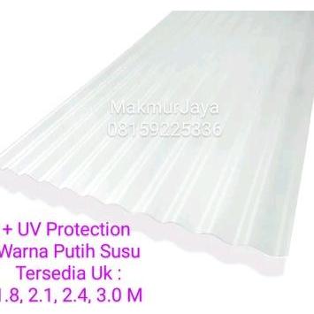 Fiber gelombang + UV pro 3.0 m warna susu / Atap fiber transparan pvc Gratis Ongkir