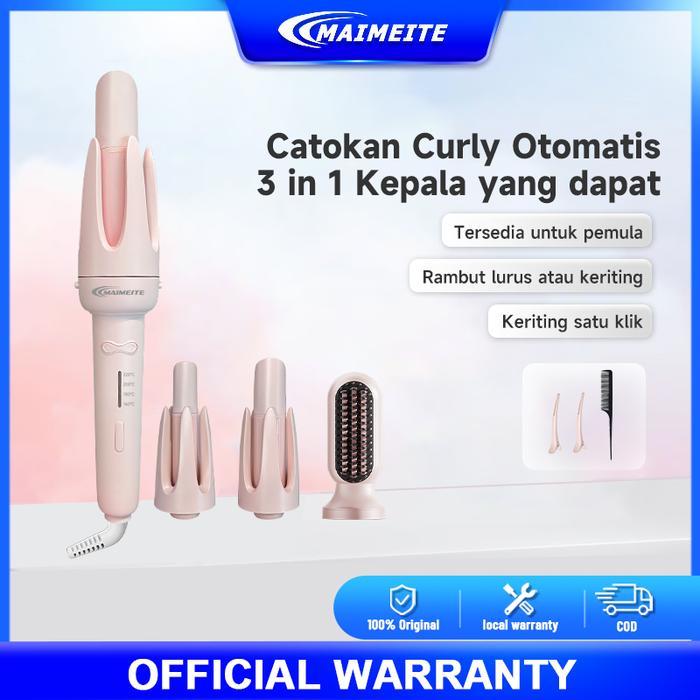 Maimeite 4 In 1 Ceramic Catokan Curly Otomatis Hair Styler Multifungsi Hair Straightener Comb