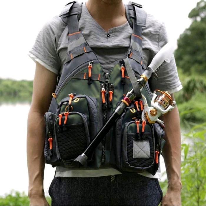 SIAPKIRIM LIXADA Rompi Pancing Fishing Life Jacket vest Multi Slot - GDS09 banyak kantong organizer
