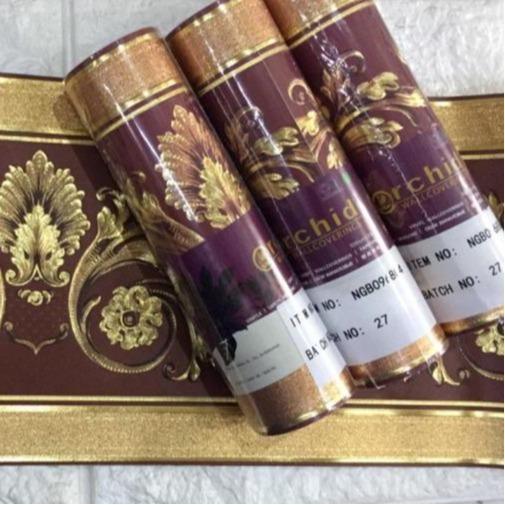 WALLPAPER BORDER LIST DINDING KLASIK COKLAT GOLD MEWAH