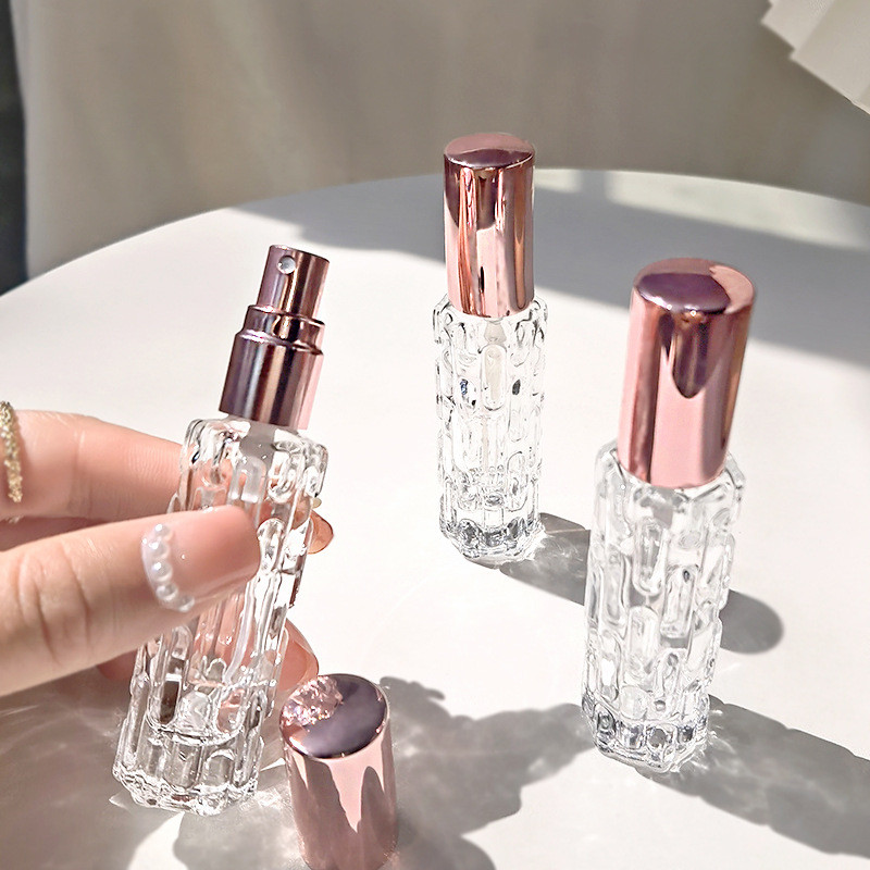 1pc10ml Glass Perfume Spray Bottle Aluminum Spray Head Perfume Dispenser Bottle Press Travel Empty