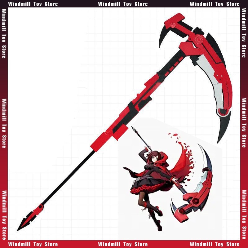 PROMO HARI INI  180cm Ruby Rose Sickle RWBY Anime Peripherals Wooden Detachable Cool Model Unsharpen
