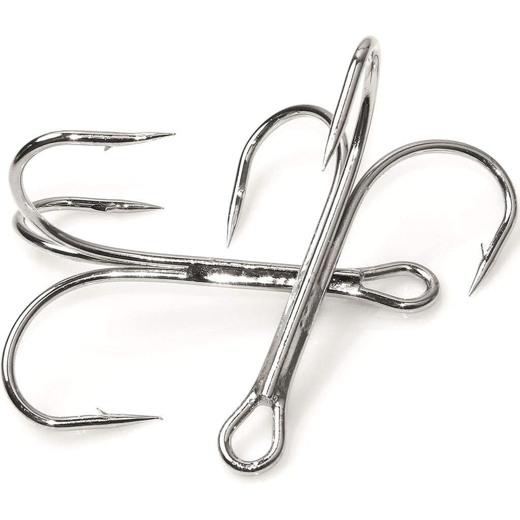 30pcs 3551 Fishing Hooks Big Game Bass Fishing Treble Hooks Catfish High Carbon Steel Fishing Hook