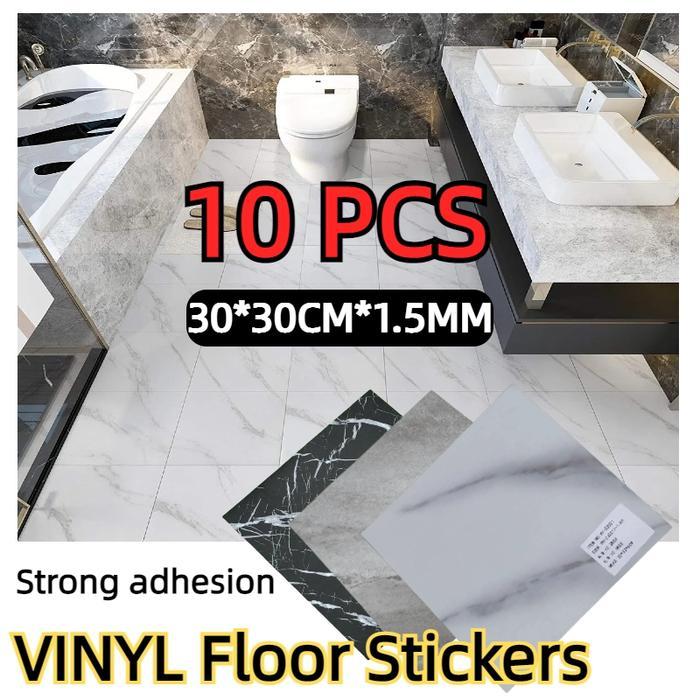 10PCS Vinyl Lantai Marbel (30x30 cm) Floor Stiker Lantai PVC Berperekat Stiker Lantai Dapur Tahan