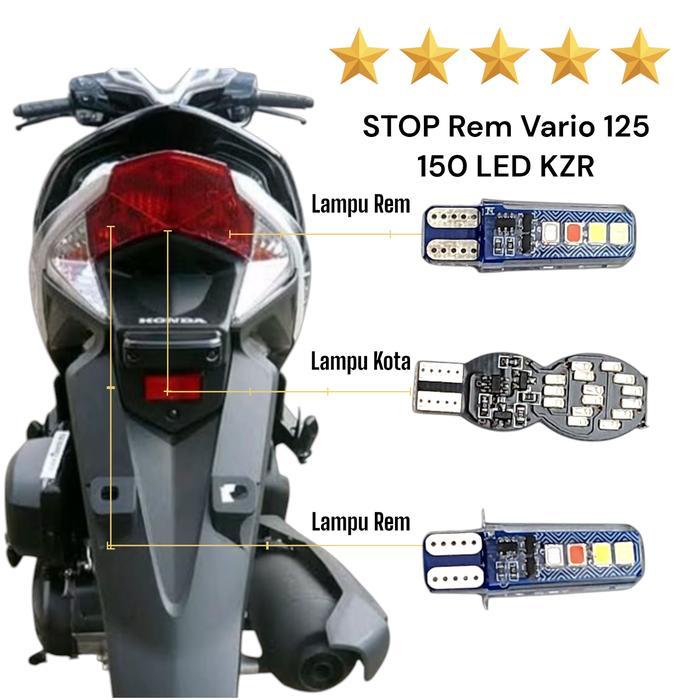 Promo Lampu Stop Rem Motor Vario 125 150 Led (Kzr) T10 Mode Jalan Super Terang Kendaraan Ori
