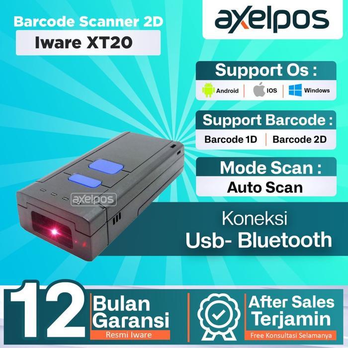 Barcode Scanner Wireless Bluetooth Portable 2D Iware Xt20