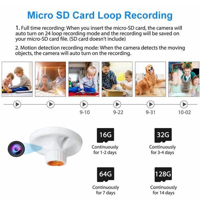 Teknobi Kamera Cctv Mini Socket Wireless Fitting Lampu Kamera Mini cctv kecil tanpa kabel camera