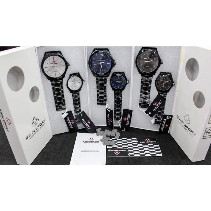 TERMURAH Jam Tangan Couple Awin Bwin Sport W883G W883L Cowok Cewek Analog Rantai Stainless Kualitas