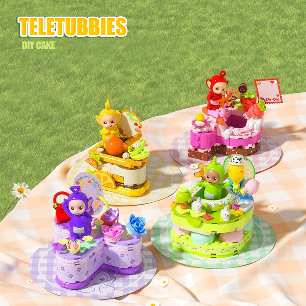 Teletubbies DIY Cake Building Blocks Model, Dessert Series Brick Toy, Creative Assembly for Girls