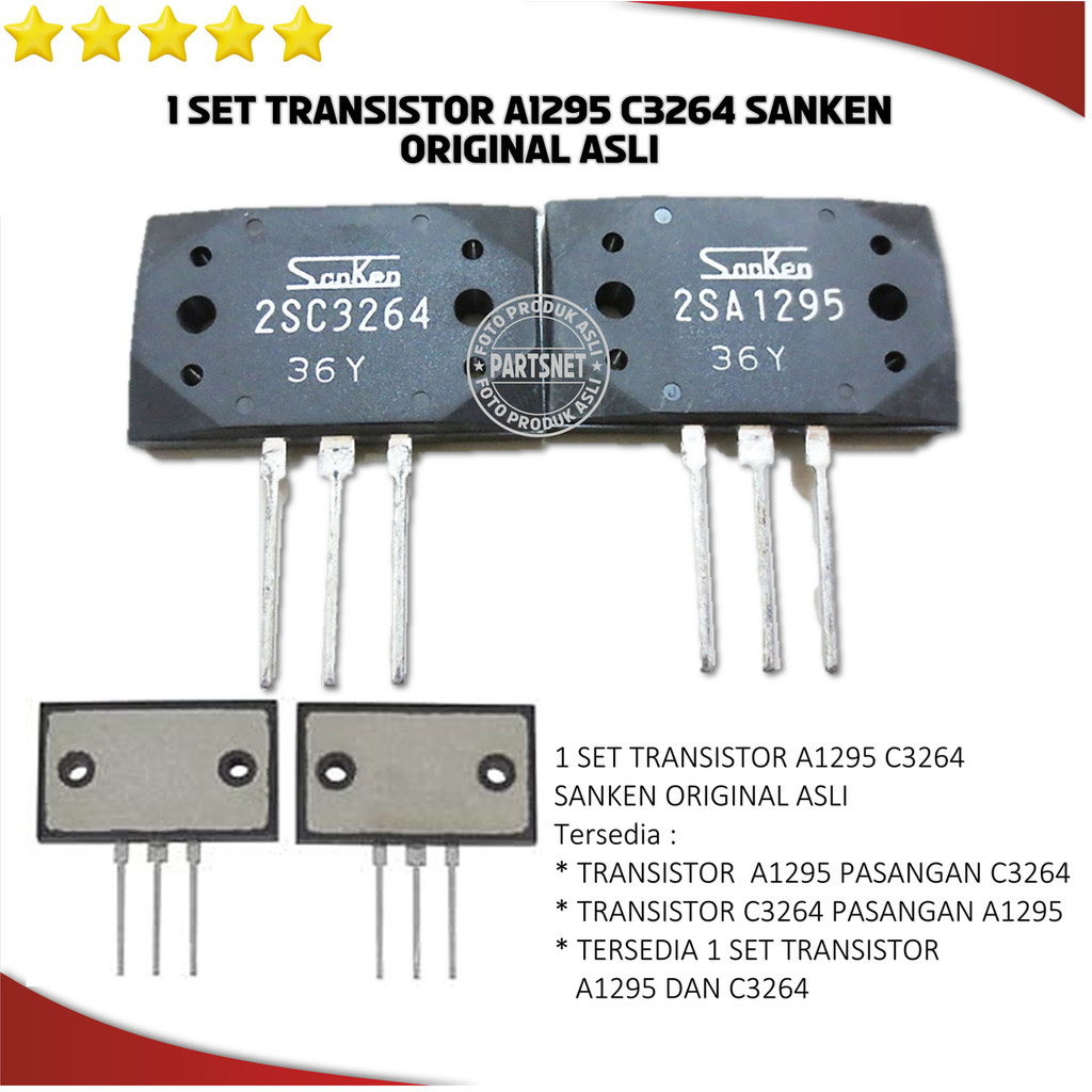 TRANSISTOR A1295 C3264 SANKEN SET ORIGINAL ASLI 1295 3264