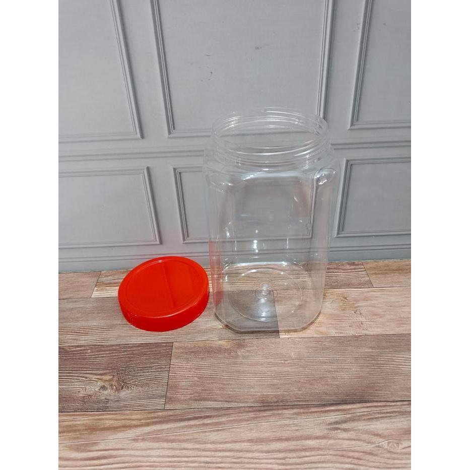 "New" Toples Plastik Kotak Ikan 2 Liter Tinggi - 2L Tutup Merah