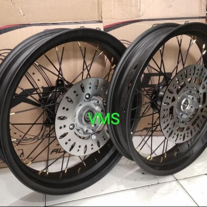 velg set v rossi supermoto crf 150 300 350 17 - Hitam, tanpa ban