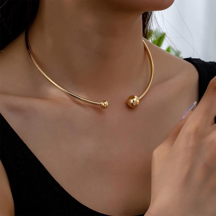 [Letyne] Kalung Choker Khas dengan Desain Terbuka Manik Sederhana A449