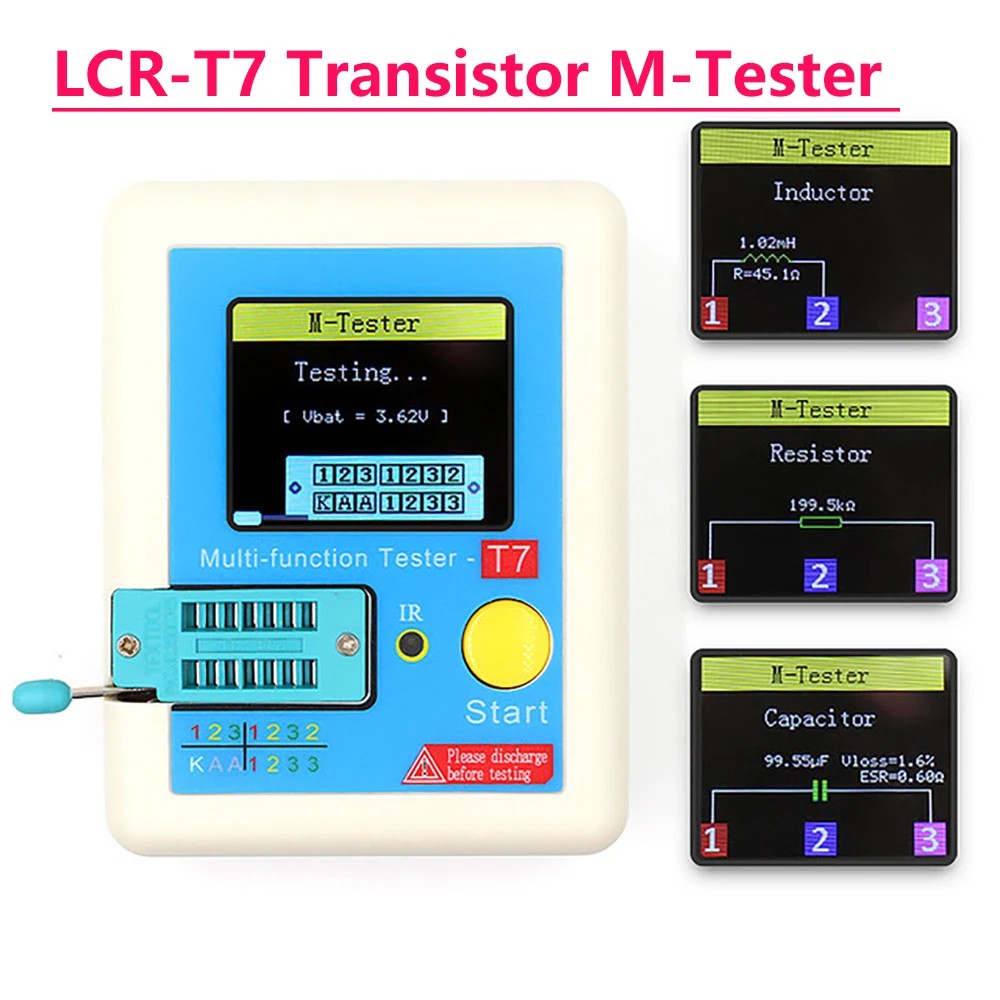 Lcr-T7 Transistor Tester Tft Diode Triode Capacitance Meter Lcr Esr Detector Multimeter Npn Pnp