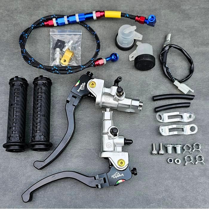 Promo Paket Master Rem+Selang Psi+Handgrip Jalu Bintang  Master Rem Double Tabung For Nmax Xmax