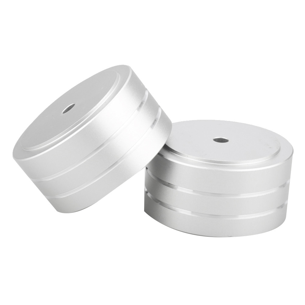 KK-B2-4Pcs 40X20mm Aluminum HIFI AMP Speaker Isolation Stand Turntable DAC Feet Pad (Silver)
