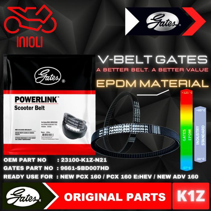 Van Belt Gates V Belt V-Belt Vbelt Gates Powerlink Honda Pcx 160 Adv 160 K1Z New Pcx Adv 160