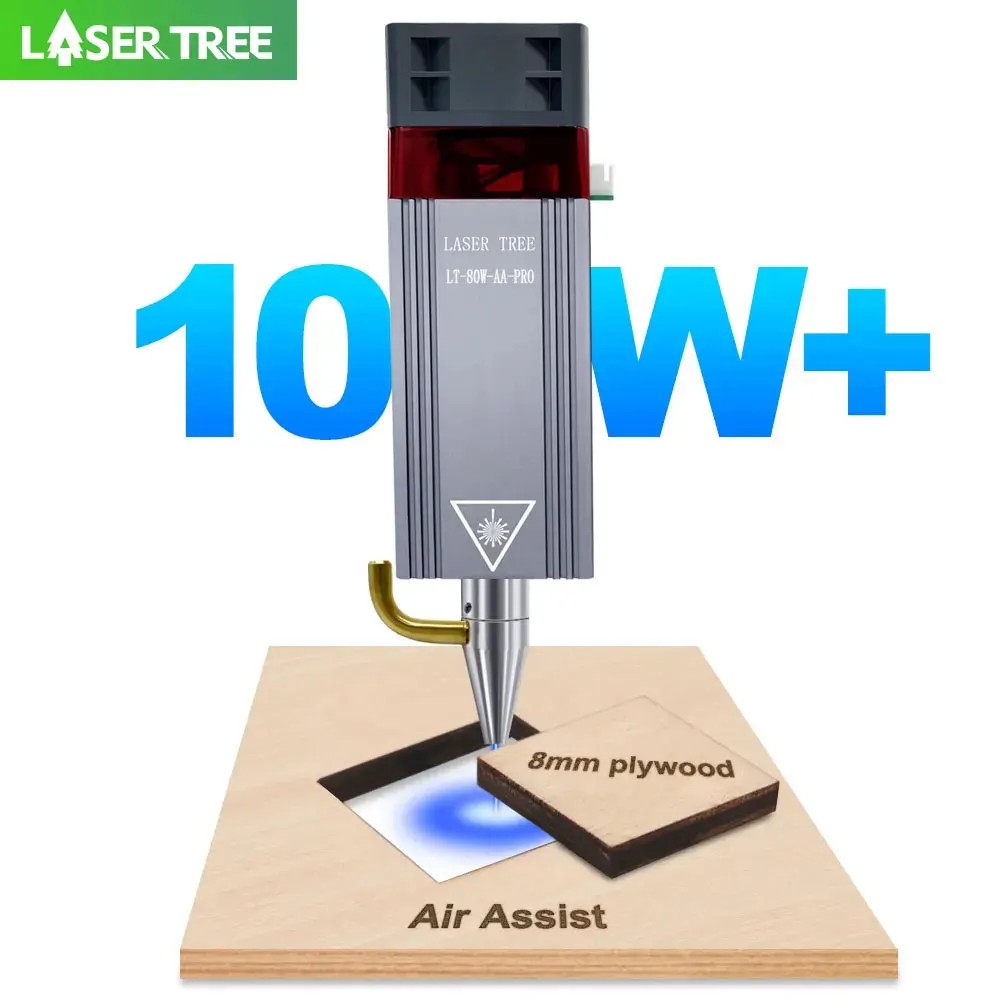 LASER TREE 10W Optical Power 80W Laser Module with Air Assist Laser Head CNC TTL Module for Laser