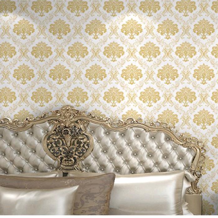 Wallpaper Sticker Dinding Putih Batik Gold