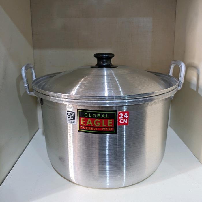 PANCI TUTUP / PANCI REBUS / PANCI MASAK AIR / PANCI MASAK SAYUR UKURAN 24 CM ALMUNIUM GLOBAL EAGLE