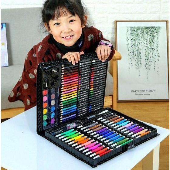 "New" Set Krayon Anak 150pcs Perlengkapan Menggambar Krayon Pensil Warna Anak Crayon Alat Melukis