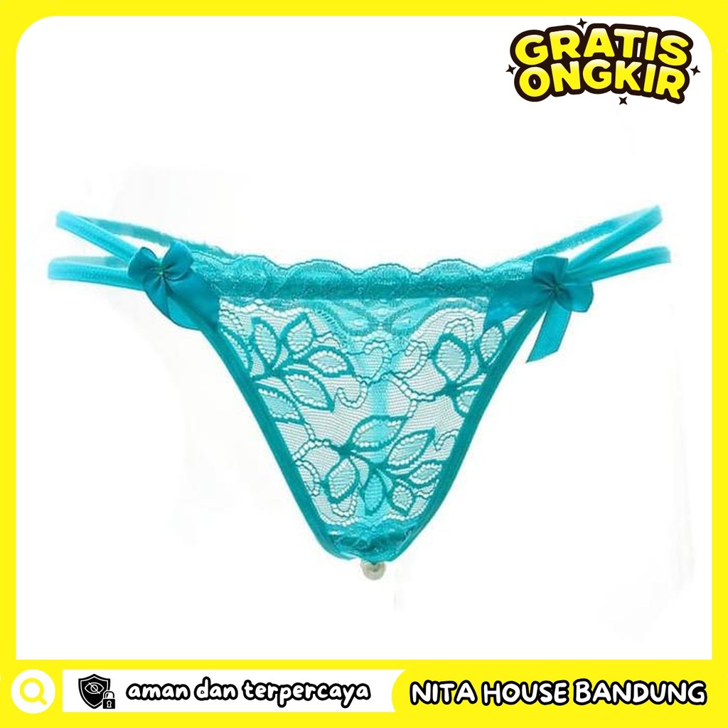 G STRING MUTIARA OPEN THONGS LACE BAHAN CELANA PRIVASI AMAN