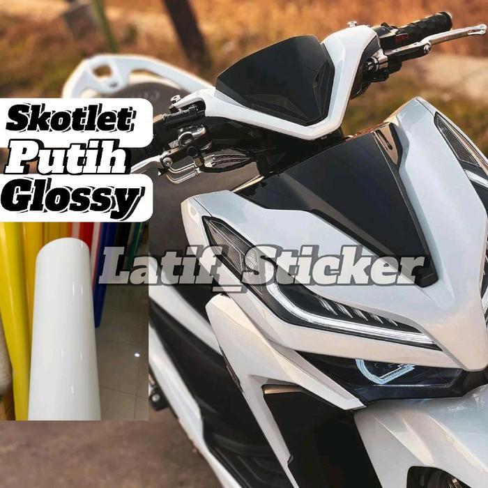 skotlet motor putih glossy stiker motor putih super glossy Motorcycle