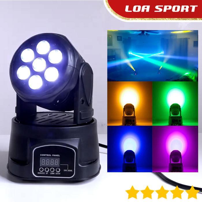 Lampu Sorot Panggung 7 LED Mini Moving Head PAR Light RGB DMX 512 150W