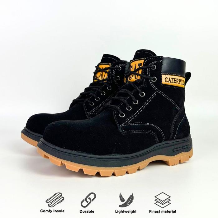 "New" Sepatu Pria Safety Proyek Ujung Besi Sepatu Boots Caterpillar Sepatu Safety Kerja Lapangan