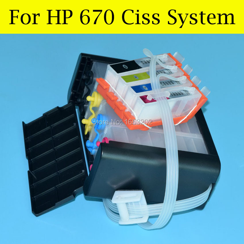 1 Set 670 Ciss System With Permanent Chip For HP Deskjet 3525,5525,4615,4625,6525 Printer