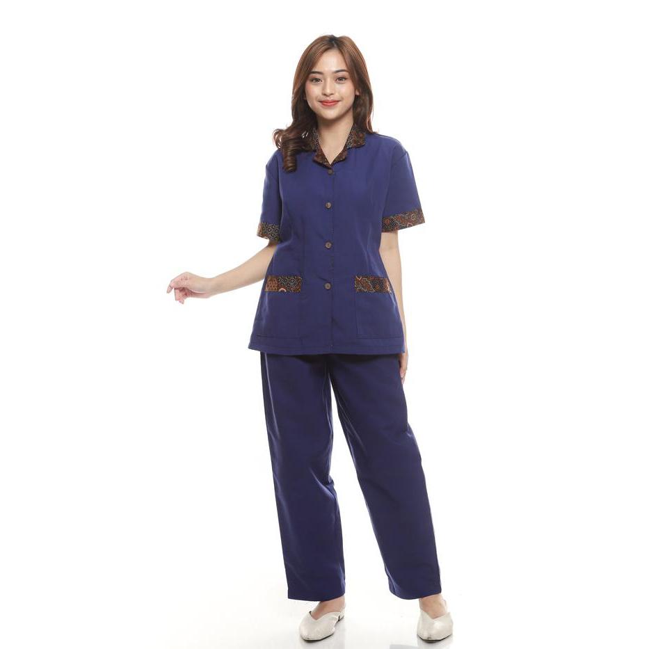 [Sandrina] Baju Seragam Suster, Baby Sitter Wanita Kombinasi Batik Tbk